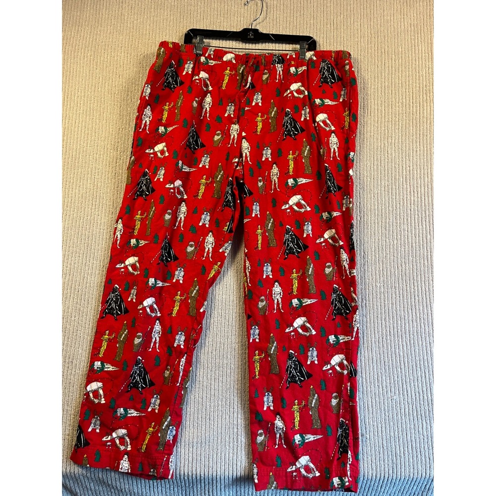 Hanna Andersson Star Wars Christmas Flannel Pajama Pants Adult XXL Red Lounge